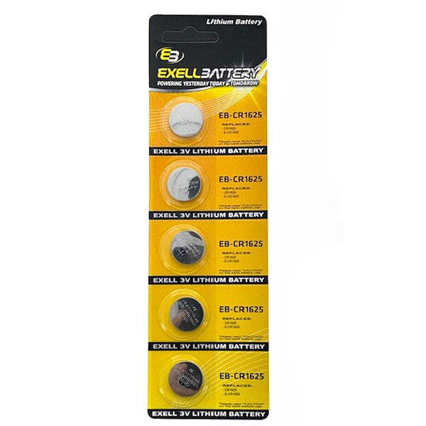 Exell Battery 5pack Exell 3V Lithium Coin Cell Battery Replaces DL1625 - EB-CR1625