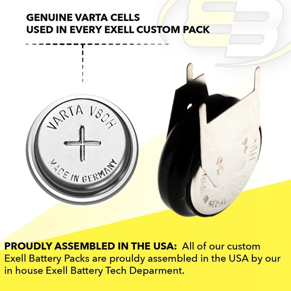 Exell Battery 1.2V 80mAh 3-PIN Button Cell Battery for GPS terminal, GPS-Tracker - 1/V80H-3P
