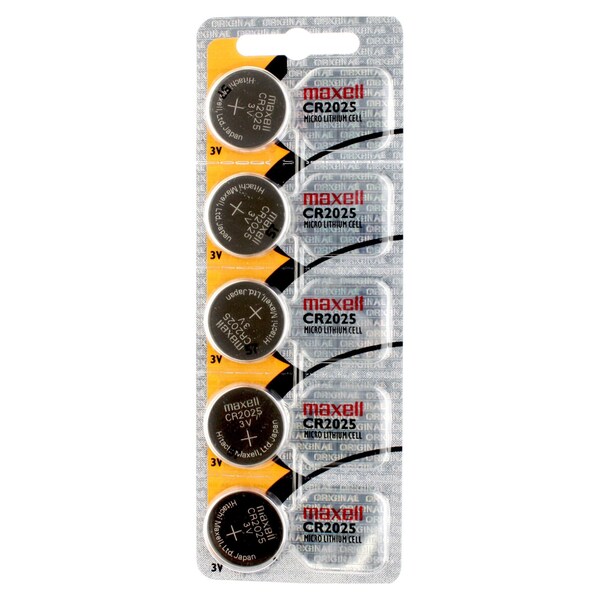 Maxell 3V Lithium Coin Cell Battery CR2025 Replaces DL2025, PK 5 - MCR2025