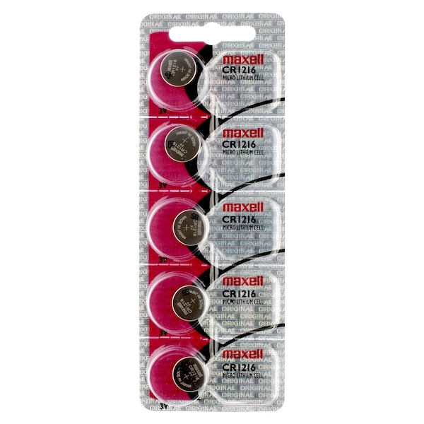 Maxell 3V Lithium Coin Cell Battery CR1216 Replaces DL2032, KL2032, PK 5 - MCR1216