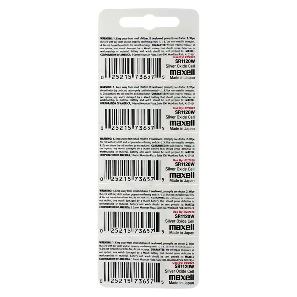 Maxell Silver Oxide Watch Battery SR1120W High Drain Replaces 391, PK 5 - SR1120W