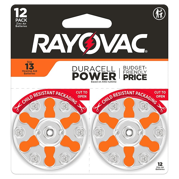 Rayovac Hearing Aid BATT, 1.4V DC, 300 mAh CA, PK12 - 13CR-12ROVUS