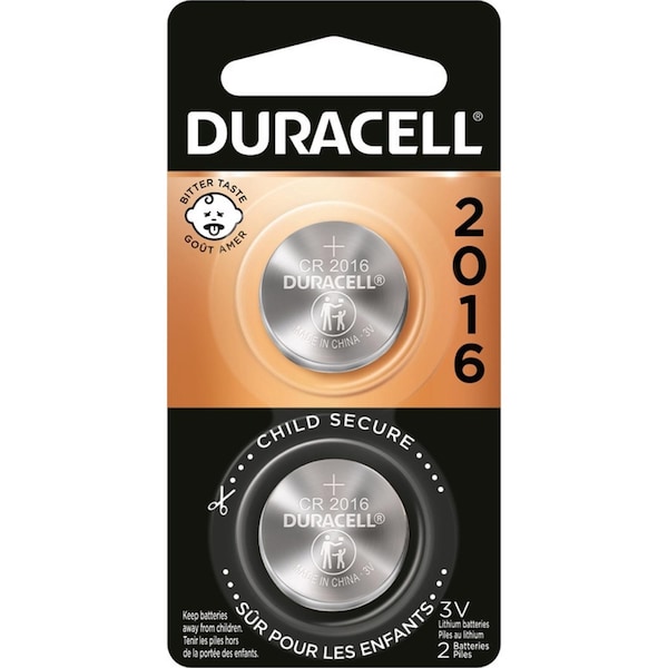 Duracell Duracell Lithium Coin 2016 3 V 0.09 mAh Medical Battery 2 pk - DL2016B2PK08