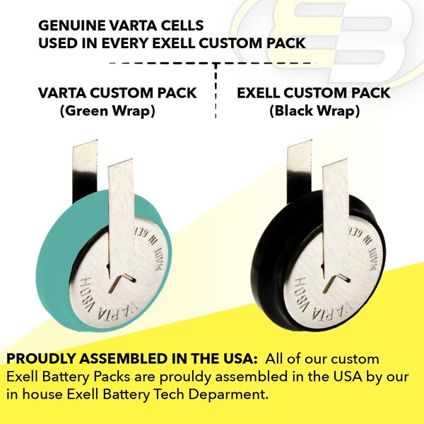 Exell Battery 1.2V 80mAh Button Cell Battery with Tabs for GPS terminal GPS-Tracker - 1/V80H-WT