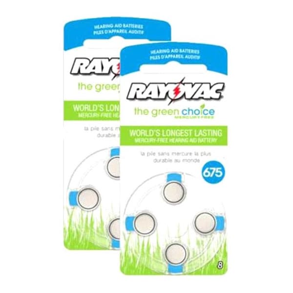 Rayovac Hearing Aid Battery, Size 675, Blue, PK8 - 675-6