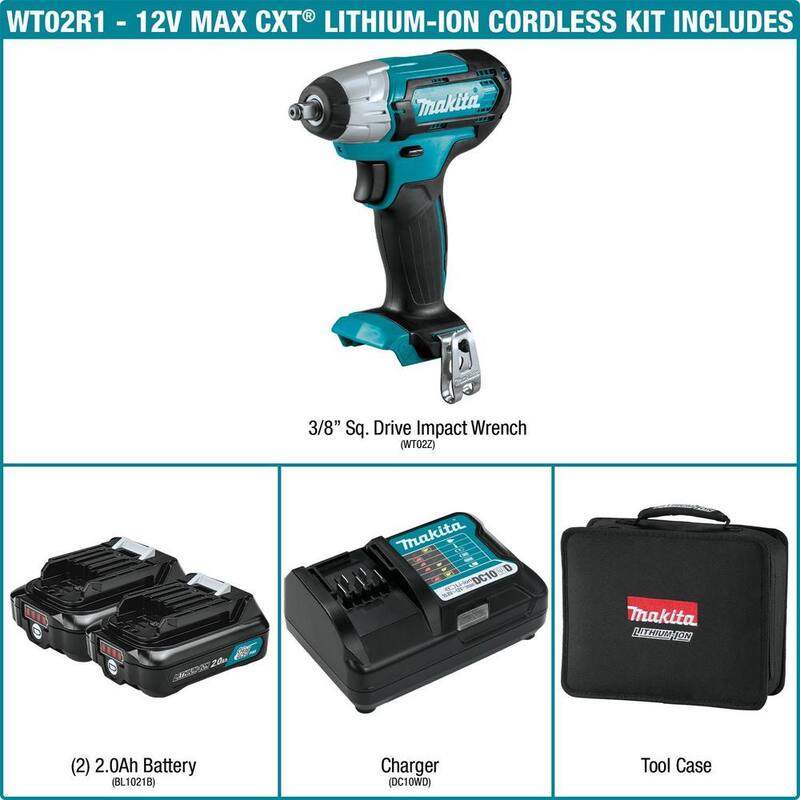Juego de Llave de Impacto sin Cable de 3/8 pulg con Batería de Litio Ion de 12V max CXT - WT02R1