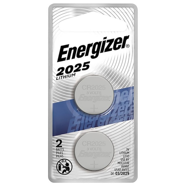 Energizer Energizer 2025 Lithium Coin Battery, 2 Pack - For Multipurpose - 3 V DC - 2 / Pack - 2025BP-2N
