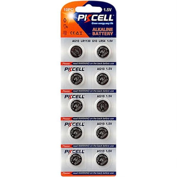 Pkcell PK Cell AG10-10B 1.5V Alkaline Battery; Pack of 10 - AG10-10B
