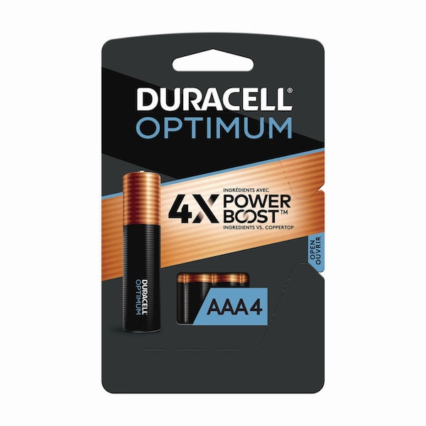 Duracell Duracell Optimum Alkaline Battery, AAA 1.5V DC 4 PK - OPT2400B4PRT
