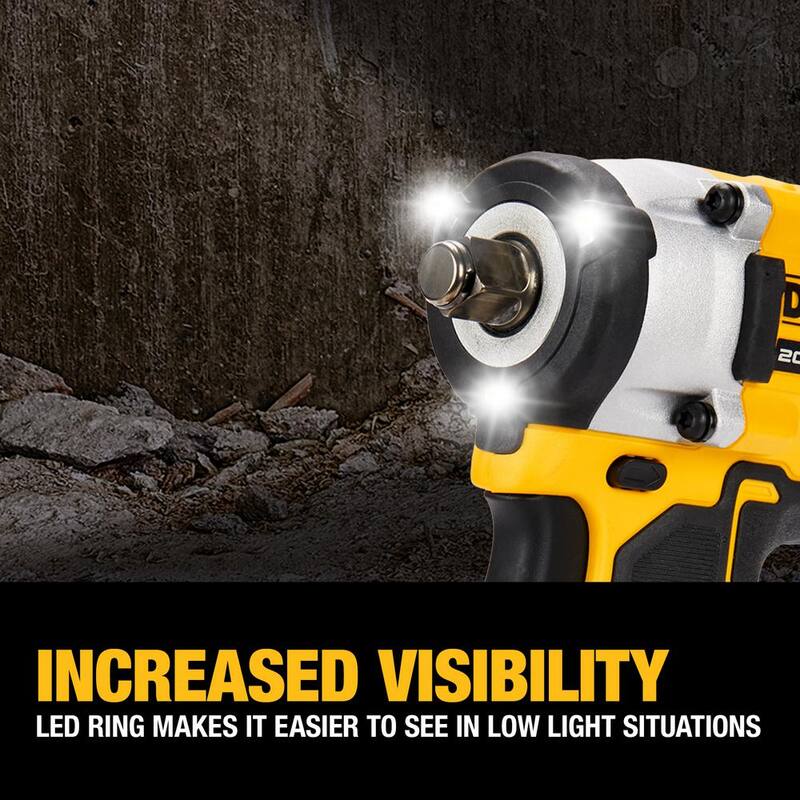 Llave de impacto inalámbrica sin escobillas DEWALT ATOMIC 20V Max de 1/2 pulgada y foco de trabajo inalámbrico DEWALT 20V Max (sólo herramientas) - DCF921BWDCL043