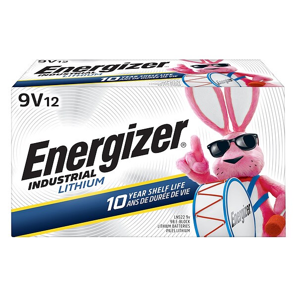 Energizer Industrial Lithium Lithium Battery, 9V 9V DC 12 PK - LN522