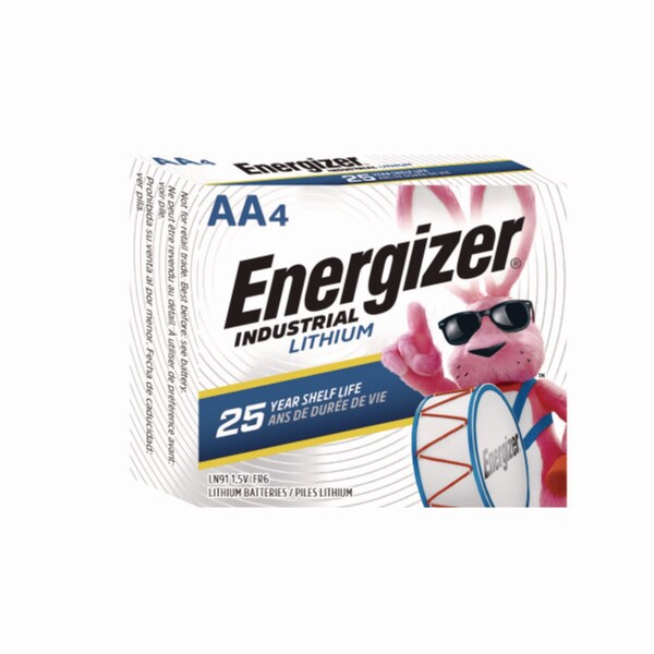 Energizer Lithium Manganese Dioxide Battery, AA 1.5 V 4 PK - LN91PK