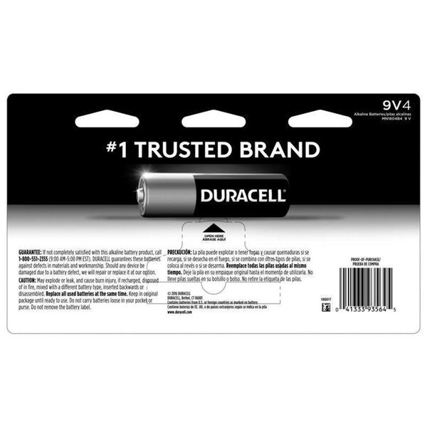 Duracell Duracell Coppertop 9-Volt Alkaline Batteries 4 pk Carded - MN16B4DW