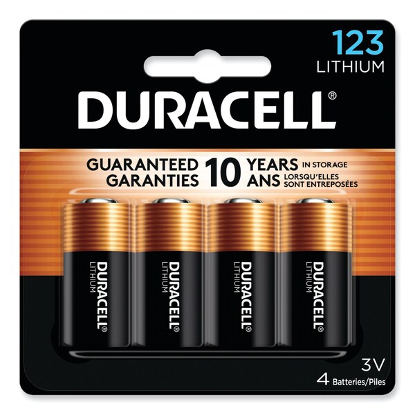 Duracell Specialty High-Power Lithium Batteries, 123, 3 V, PK4 - DL123AB4PK