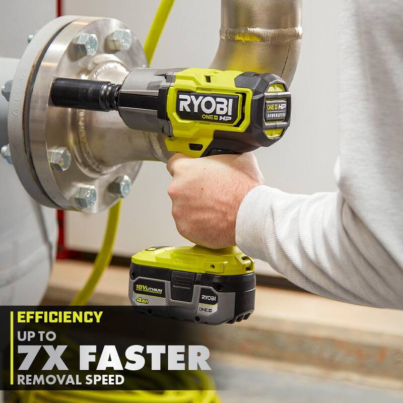 Kit de llave de impacto inalámbrica Ryobi ONE+ HP 18V Brushless de 1/2 pulg. de alto torque con (2) baterías de 4.0 Ah, cargador y batería de 4.0 Ah - PBLIW01K2-PBP004