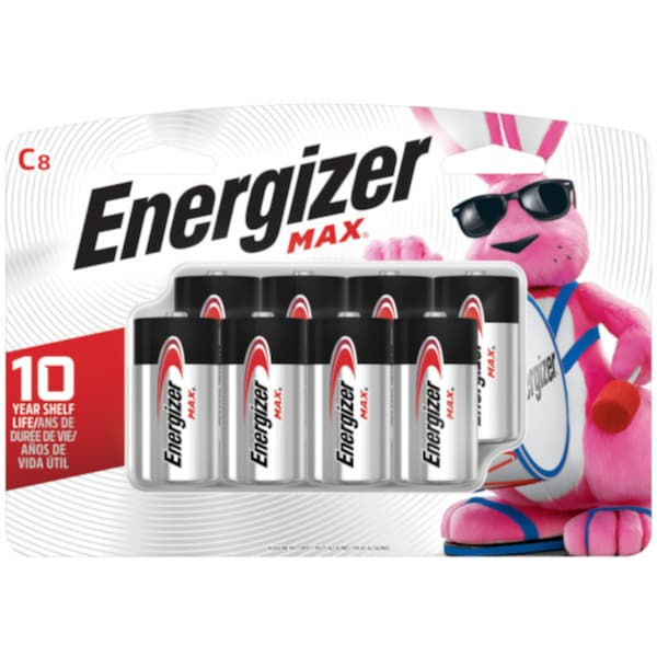Energizer Zinc Manganese Dioxide (ZnMnO2) Battery, C 1.5 V DC 1 PK - E93BP-8H