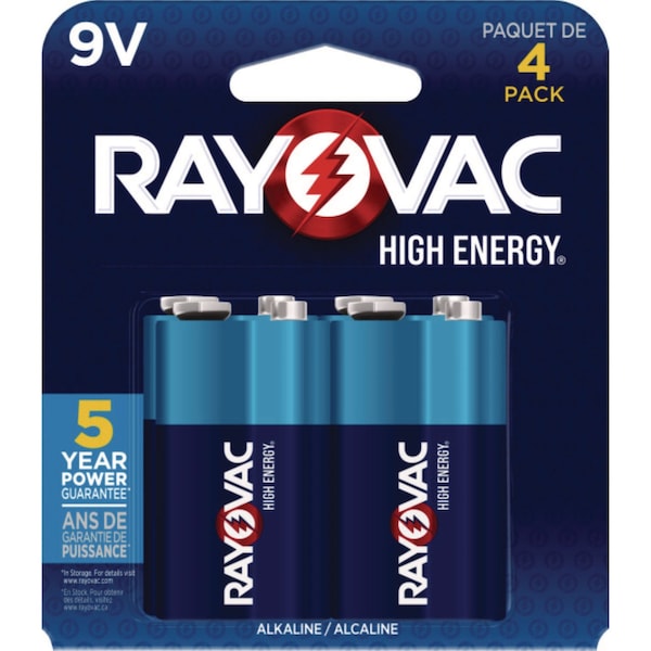 Rayovac Rayovac High Energy Alkaline Battery, 9V DC 9V DC 4 PK - A16044TK