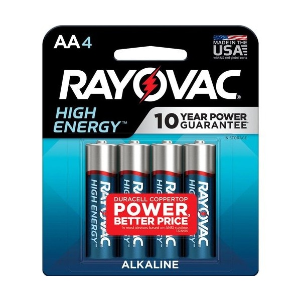 Rayovac Batteries, High-Energy, Alkaline, AA, Blue/Silver, 4PK - RAY8154T
