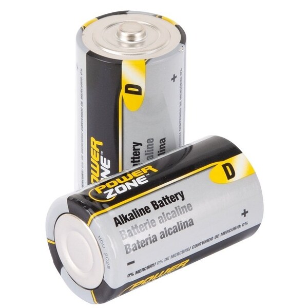 Powerzone Battery, 1.5 V Battery, D Battery, Zinc, Manganese Dioxide, and Potassium Hydroxide - LR20-2P-DB