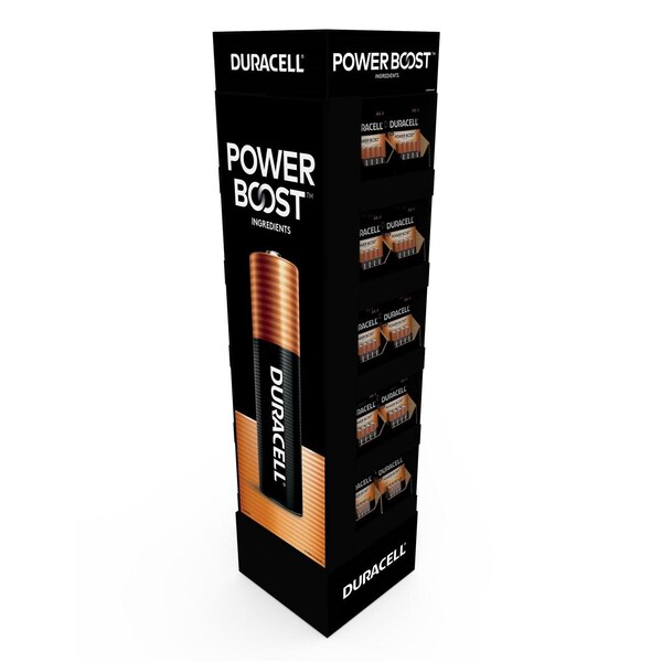 Duracell Coppertop 90 Pack Floor Tower Stand Display, Includes:  63 Packs of AA-4 pack - 41333-04649