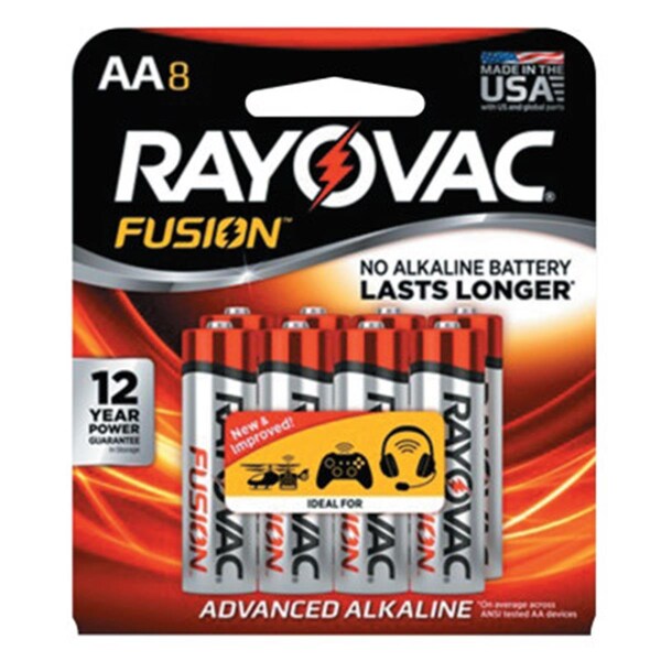 Rayovac 1.5V AA Fusion Premium Advanced Alkaline Batteries, 8PK - 620-815-8TFUSK