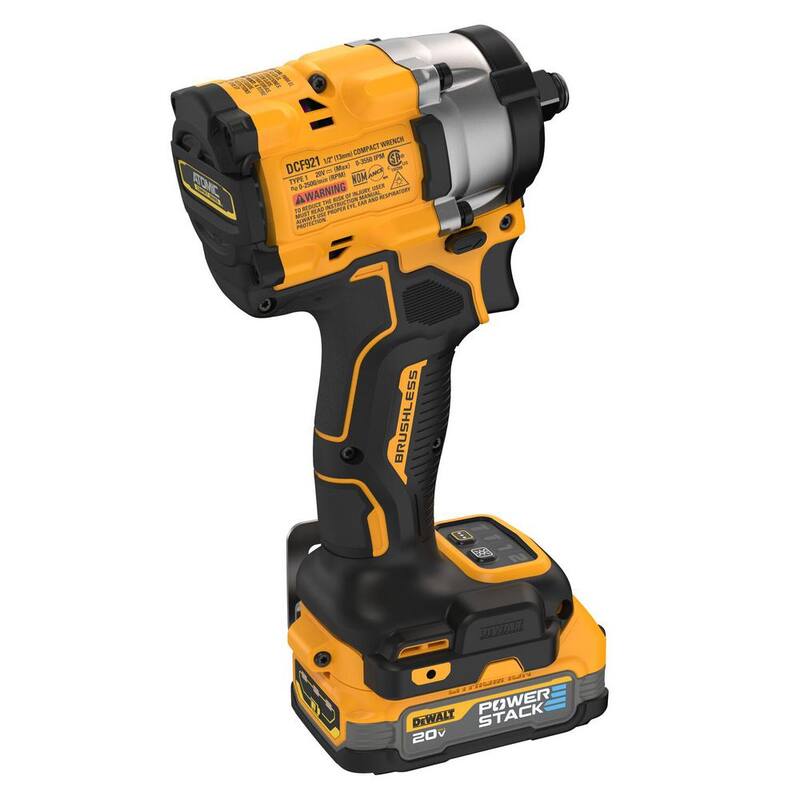 Juego de llave de impacto compacta inalámbrica de 1/2 pulgadas con baterías de 1.7Ah y cargador de 20V de iones de litio DEWALT - DCF921E1WCBP034