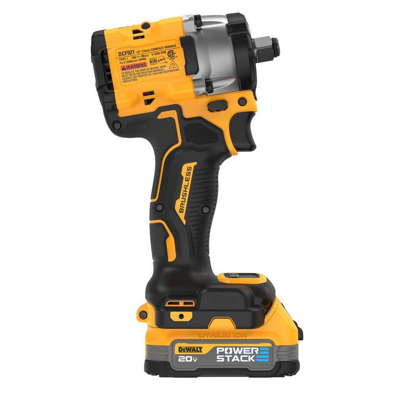 Juego de llave de impacto compacta inalámbrica de 1/2 pulgadas con baterías de 1.7Ah y cargador de 20V de iones de litio DEWALT - DCF921E1WCBP034