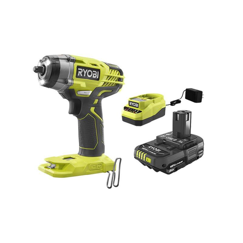 Llave de impacto inalámbrica de 3/8 pulgadas y 3 velocidades RYOBI ONE+ 18V con batería de 2.0 Ah y cargador - P263-PSK005
