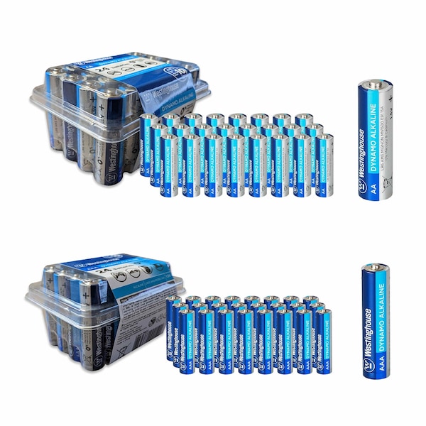 Westinghouse AAA 1.5V Dynamo Alkaline Plastic Tub + AA Plastic Tub AAA 24pk + AA 24pk, 48PK - WES-LR03-PB24+LR06-PB24-CB