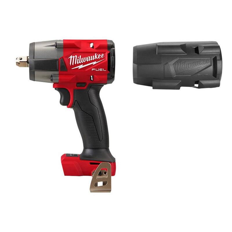 Llave de impacto inalámbrica Milwaukee M18 FUEL GEN-2 de 18V con diseño de torque medio sin escobillas de 1/2 pulgadas con retén de pasador y cubierta - 2962P-20-49-16-2960