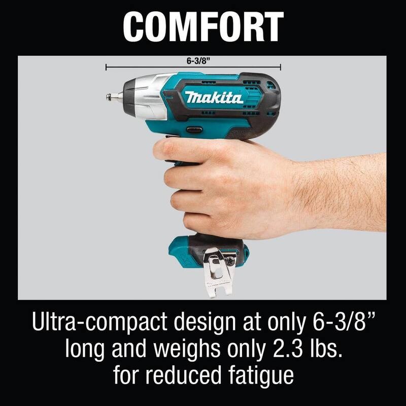 Llave de impacto inalámbrica de iones de litio Makita 12V max CXT de 1/4 de pulgada (sin herramienta) - WT04Z