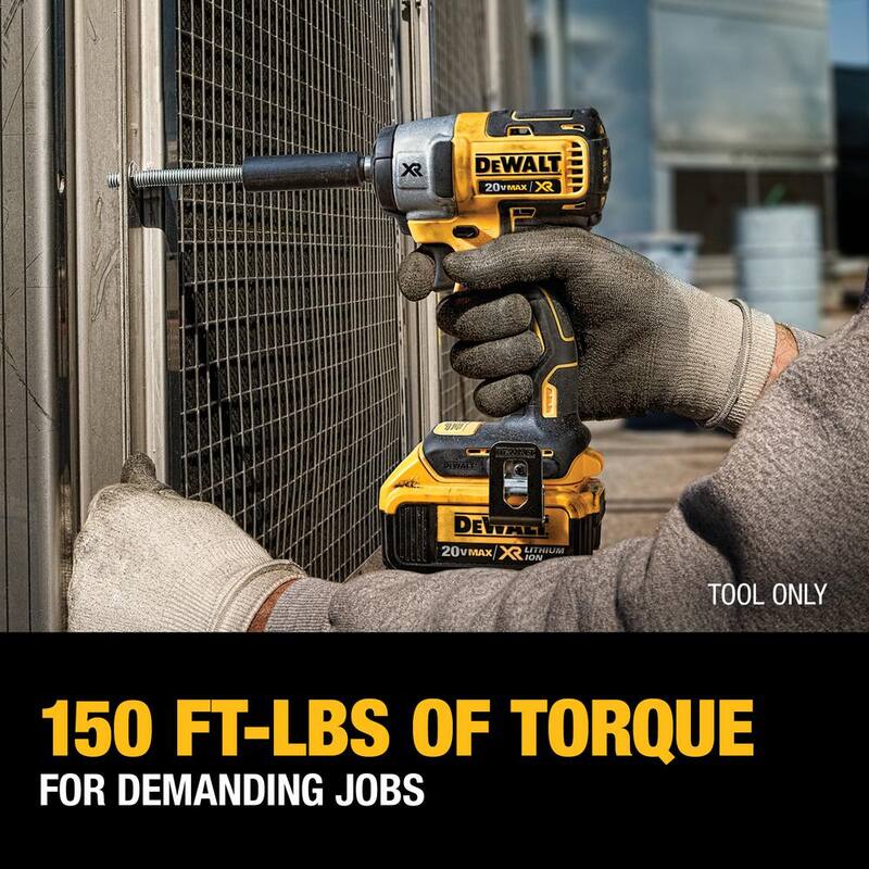 Llave de impacto compacta inalámbrica sin escobillas de 3/8 pulgadas DEWALT 20V MAX XR con batería de iones de litio compacta de 20V MAX 4.0Ah - DCF890BW240