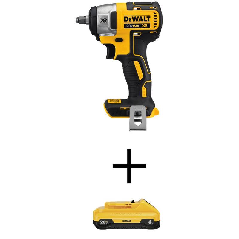 Llave de impacto compacta inalámbrica sin escobillas de 3/8 pulgadas DEWALT 20V MAX XR con batería de iones de litio compacta de 20V MAX 4.0Ah - DCF890BW240