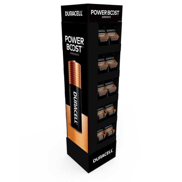 Duracell Coppertop Tower Floor Stand Display, 88 Piece Count, AA/AAA - 8 packs - 41333-03827