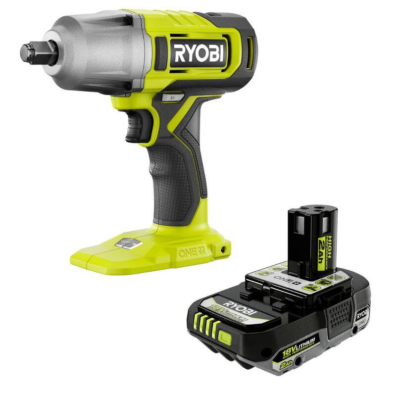 RYOBI ONE+ 18V Llave de Impacto Inalámbrica de 1/2 pulg con Batería de 2.0 Ah - PCL265B-PBP006