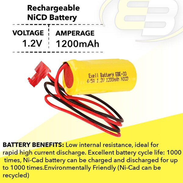Exell Battery Emergency Lighting Battery fits Lithonia ELB1210N ELB1P201N ELB1P201N2 - EBE-33