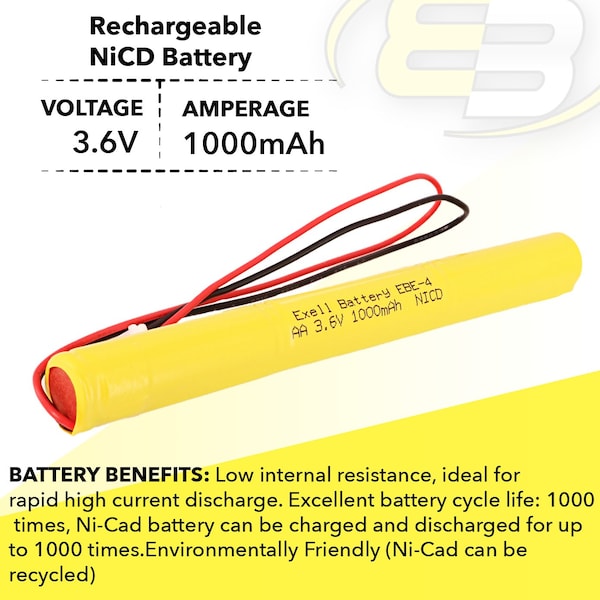 Exell Battery Emergency Lighting Battery Fits Atlite 24-4009 Interstate ANIC0625 - EBE-4