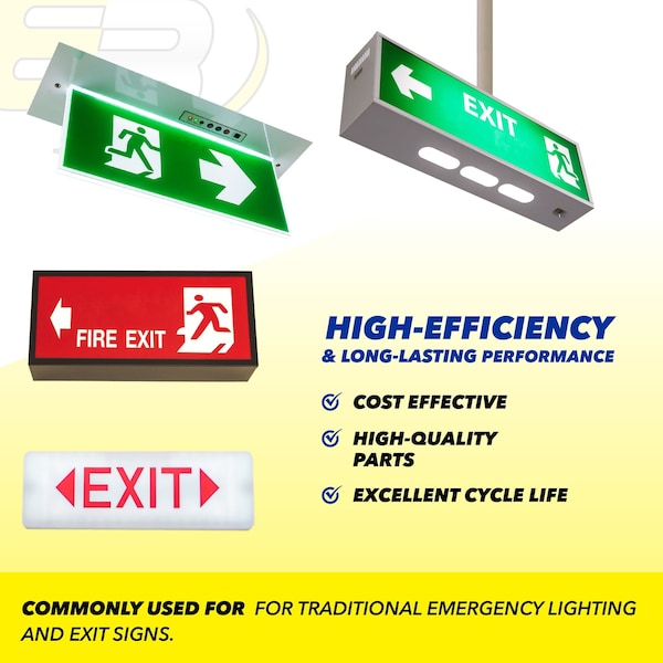 Exell Battery Emergency Lighting Battery Fits Atlite 24-4009 Interstate ANIC0625 - EBE-4
