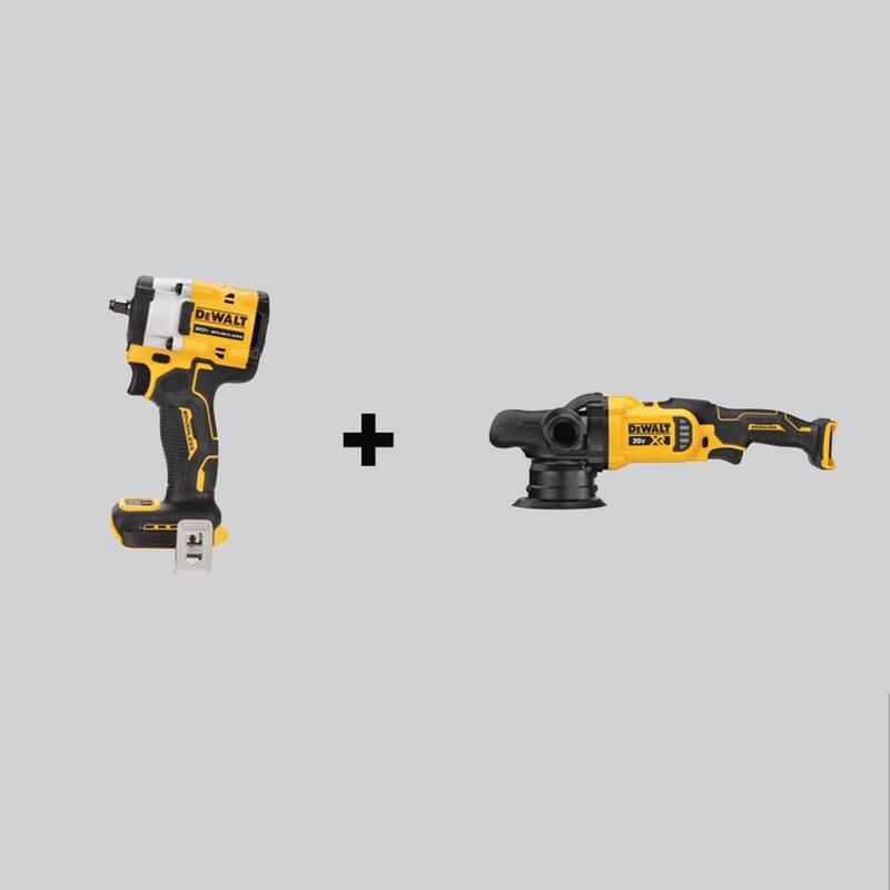 Llave de impacto inalámbrica sin escobillas DEWALT ATOMIC de 20 voltios MAX y pulidora orbital aleatoria de velocidad variable de 5 pulgadas (Herramientas solamente) - DCF923BWDCM848B