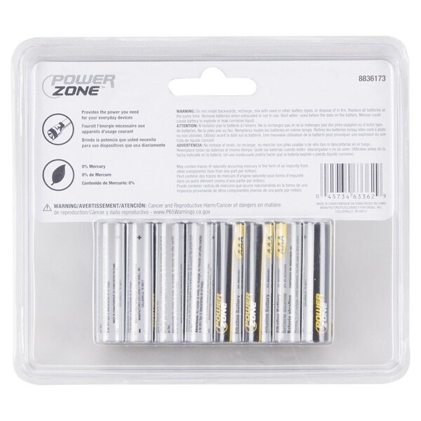 Powerzone Battery, 1.5 V Battery, AAA Battery, Zinc, Manganese Dioxide, and Potassium Hydroxide - LR03-16P