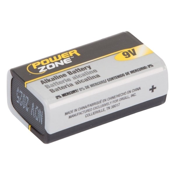 Powerzone Battery, 9 V Battery, Zinc, Manganese Dioxide and Potassium Hydroxide - 6LR61-1P-DB