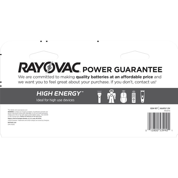 Rayovac Rayovac High Energy AAA Alkaline Batteries 16 pk Carded - 824-16LTK