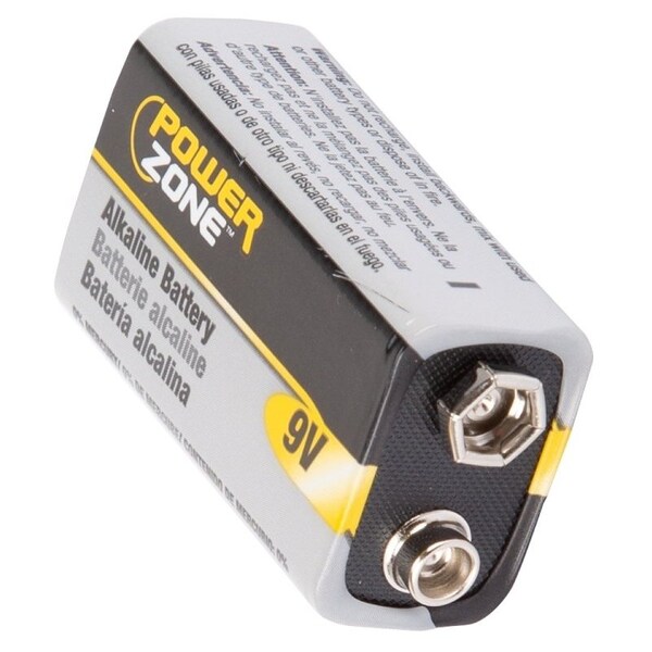 Powerzone Battery, 9 V Battery, Zinc, Manganese Dioxide, and Potassium Hydroxide - 6LR61-2P-DB
