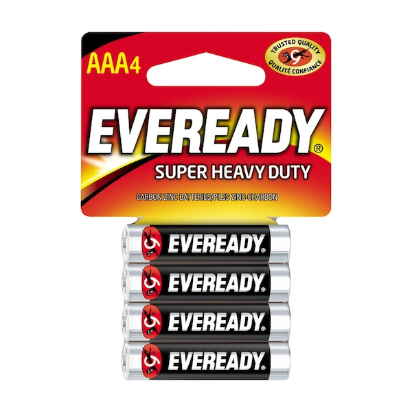 Eveready Zinc Manganese Dioxide (ZnMnO2) Battery, AAA 1.5V DC 4 PK - 1212SW-4