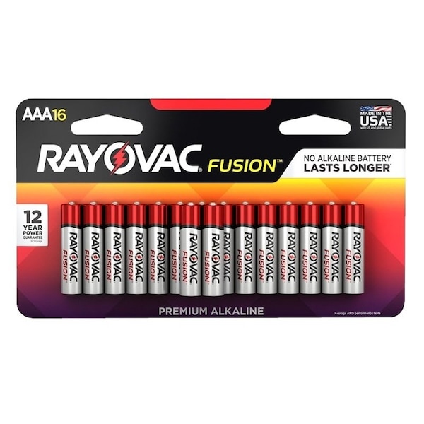 Energizer Battery Rayovac Fusion Alkaline AAA Batteries - For Multipurpose - AAA - 16 / Pack - 824-16LTFUSK