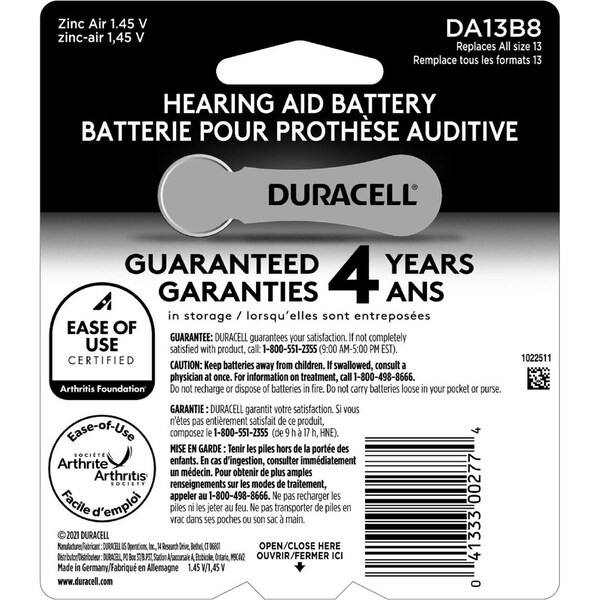 Duracell Duracell Zinc Hearing Aid Battery - For Hearing Aid - 6 - DA13B8