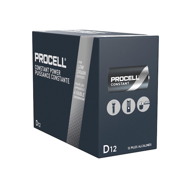 Duracell PC1300 Procell Constant, Alkaline Battery, D, Bulk, 12/Box - 41333-11340
