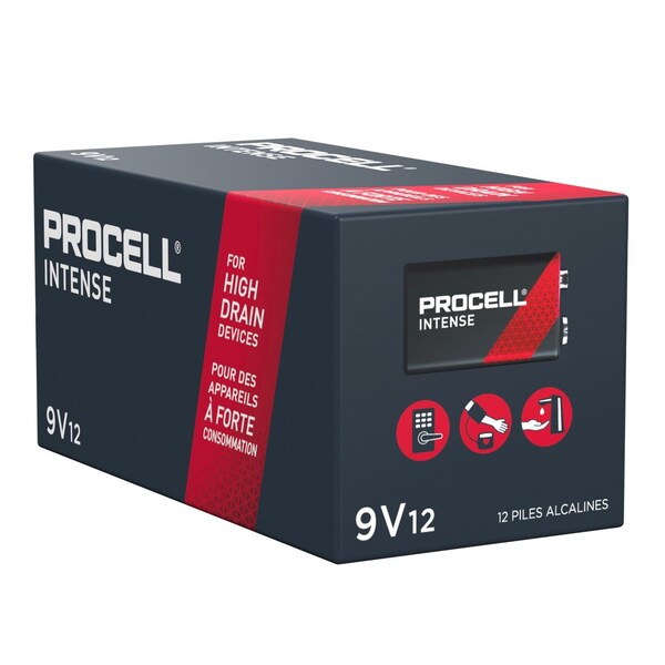 Duracell PX1604 Procell Intense, Alkaline Battery, 9V, Buk, 12/Box - 41333-03716