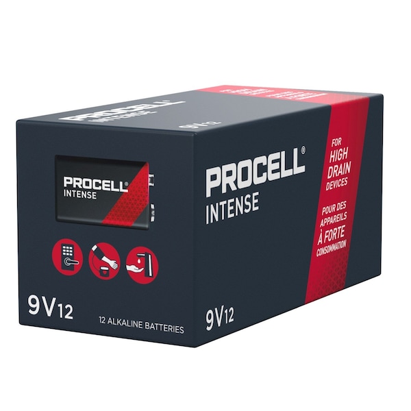 Duracell PX1604 Procell Intense, Alkaline Battery, 9V, Buk, 12/Box - 41333-03716