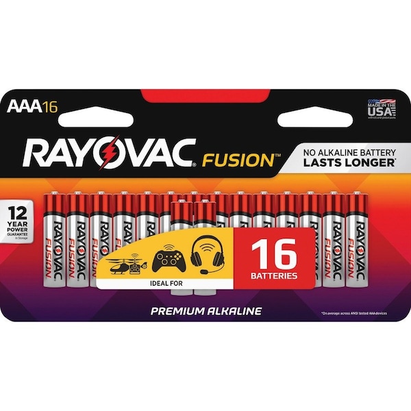 Rayovac BATTERY, FUSION, AAA, 16-PACK - RAY82416LTFUSK